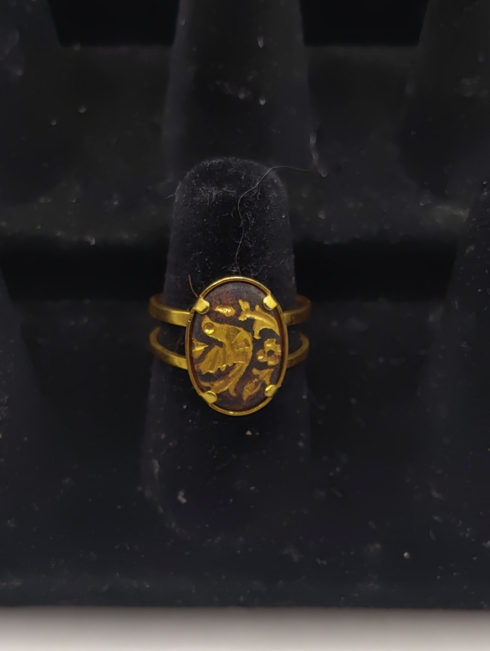 Damascene Bird Ring Sz 6 Adjustable